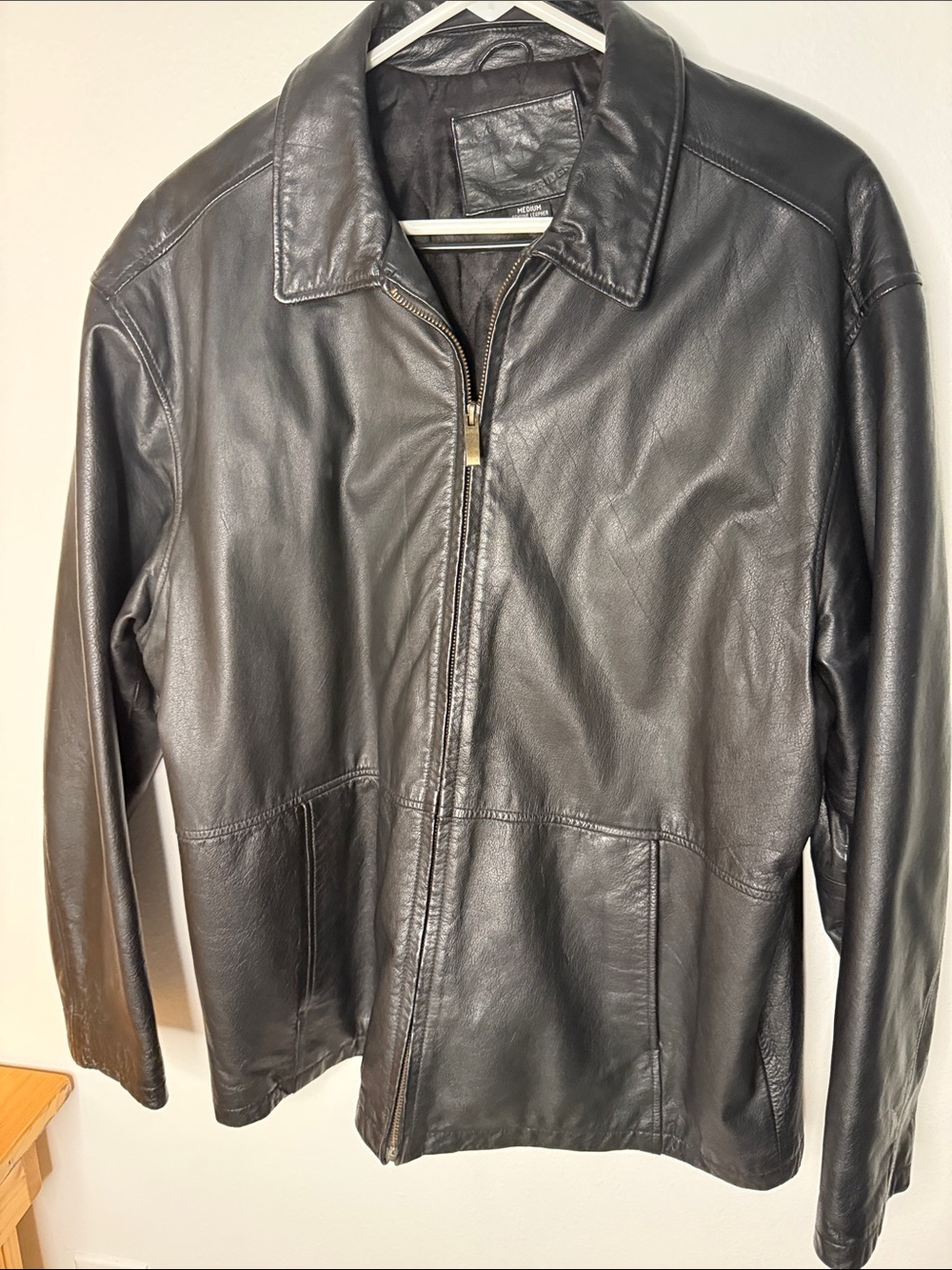 Vintage Knights Bridge Genuine Leather Jacket Men’s M Black Bomber Car Coat Quil